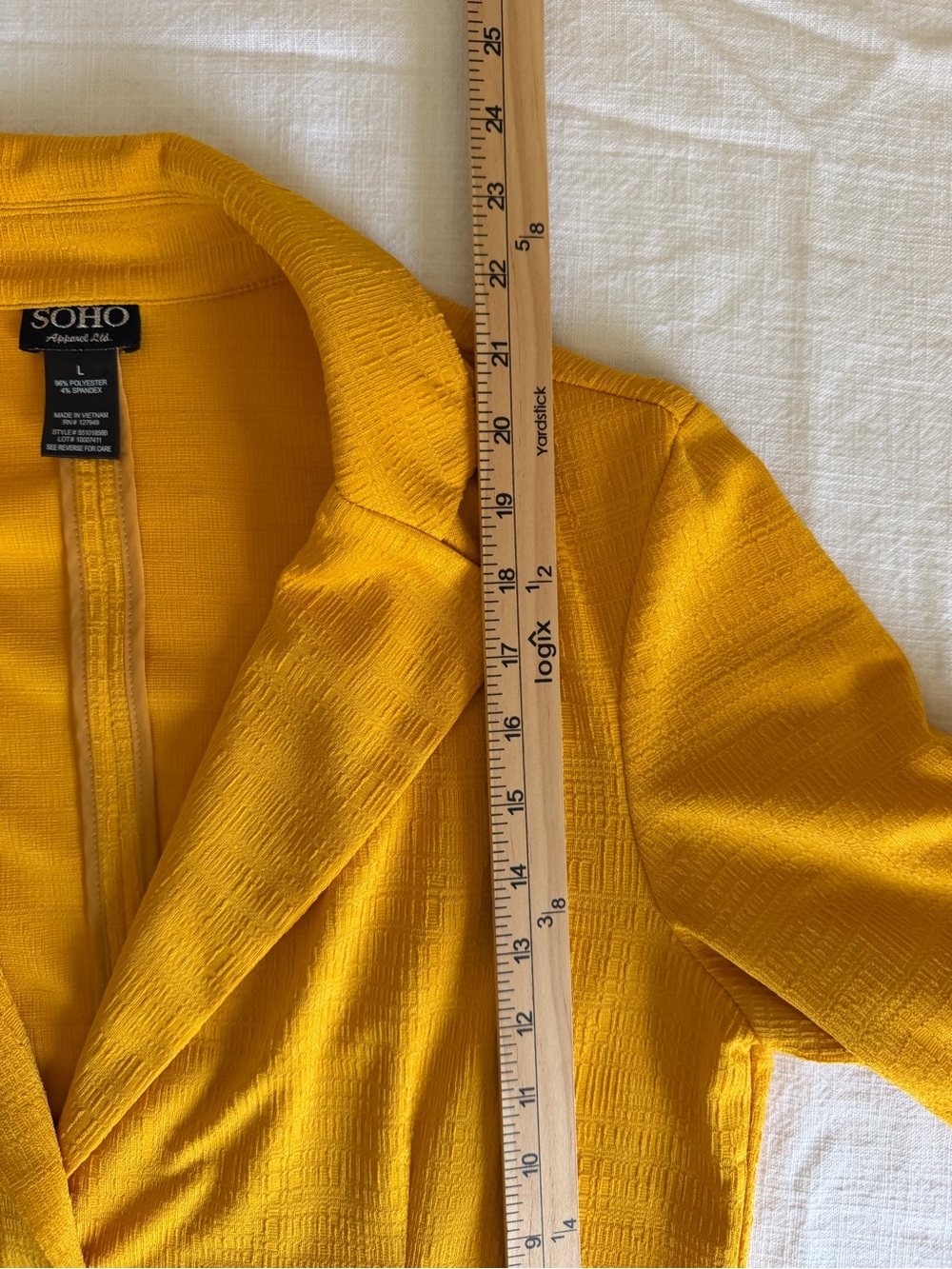 SOHO Apparel Women's Mustard Yellow Single-Button Blazer - Picture 7 of 7